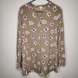 Duluth Trading Co. Women’s DuluthFlex SidewinderTunic Green Floral Print Size XL